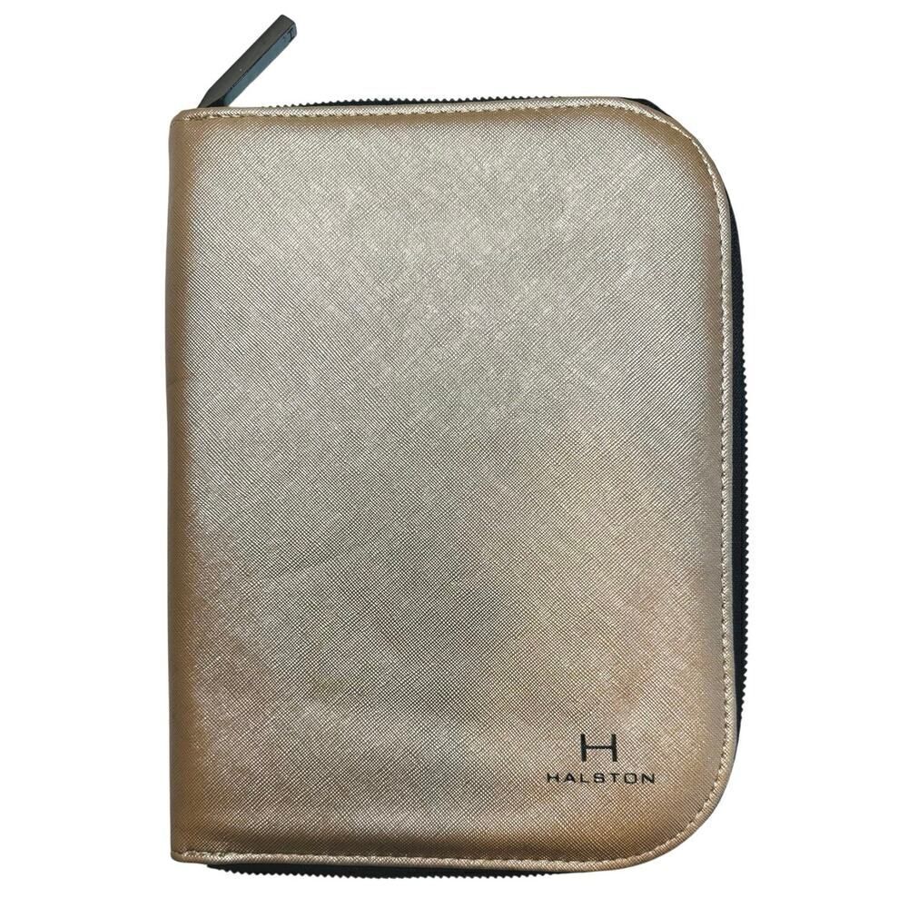 Halston Gold Travel Jewelry Organizer Case 9x6.5” Zip Around-Earrings Necklaces